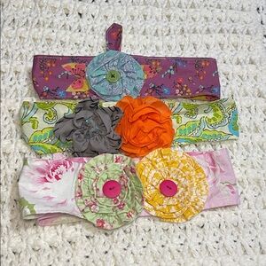 Floral and Paisley Tie Headbands with Rosette Accents